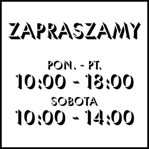 Naklejka godziny otwarcia sklepu na szybę drzwi czynne 30 cm