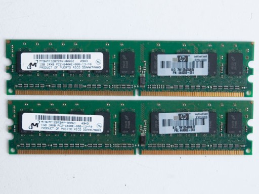 2x MICRON 1GB DDR2 PC2-6400E MT9HTF12872AY-800G1