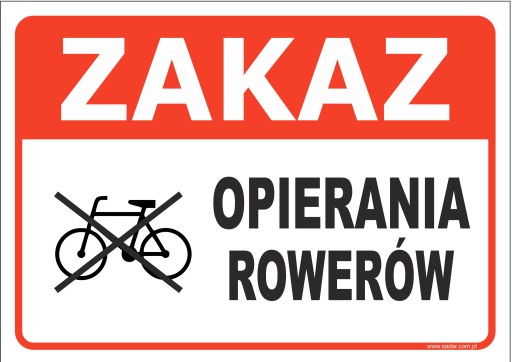 TABLICZKA ZAKAZ OPIERANIA ROWERÓW 35x25 CM