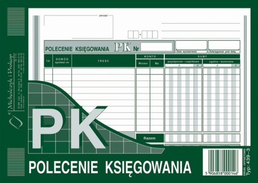 DRUK POLECENIE KSIĘGOWANIA 439-3 A5