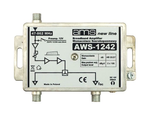 Wzmacniacz antenowy z zasilaczem AWS-1242