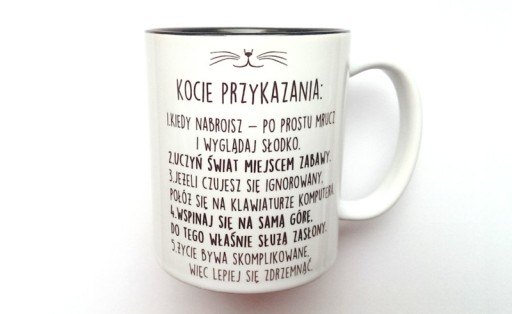 KUBEK Kocie przykazania z CZARNYM WNĘTRZEM