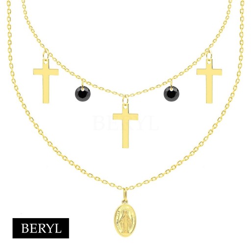 Naszyjnik krzyż z medalikiem Choker Sr. 925 BERYL