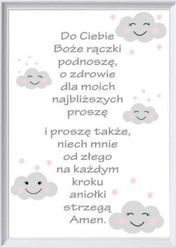 A3 PLAKAT modlitwa A3 ANIELE BOŻY chrzest, roczek