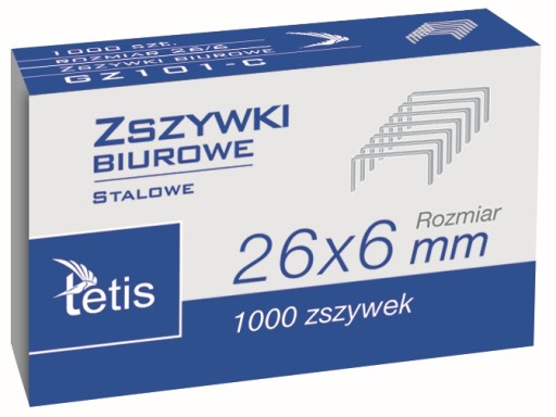 Zszywki biurowe stal 26/6 1000szt. Tetis GZ101-C