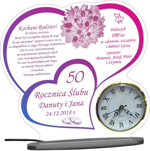 30 40 50 ROCZNICA ŚLUBU STATUETKA PREZENT ZEGAR