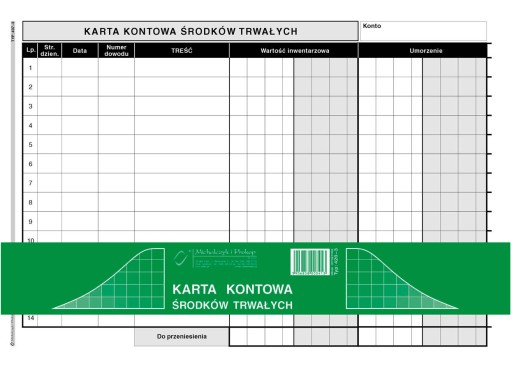 Karta kontowa środków trwałych Michalczyk i Prokop offset 20 kart A4 420-3