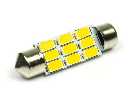 C5W LED 9 SMD 5630 ŻARÓWKA C10W BIAŁA CIEPŁA 42 mm