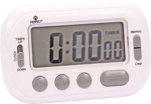 MINUTNIK Z PAMIĘCIĄ STOPER ZEGAR TIMER 24h LCD BIAŁY