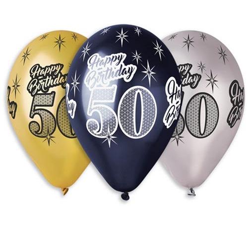 Balony Premium HAPPY BIRTHDAY 50 na urodziny 6szt.