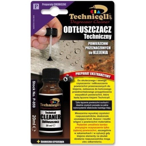 ODTŁUSZCZACZ TECHNICZNY P-959 20ml PREPARAT CZYSZCZENIE PRZED KLEJENIEM