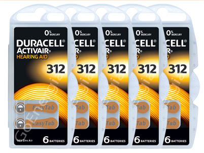 Duracell 312 PR41 Hg0 Baterie słuchowe 30 szt