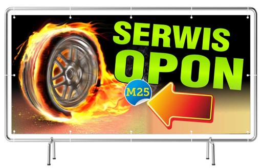 Solidny Baner reklamowy 3x1m Serwis Opon - SZYLD