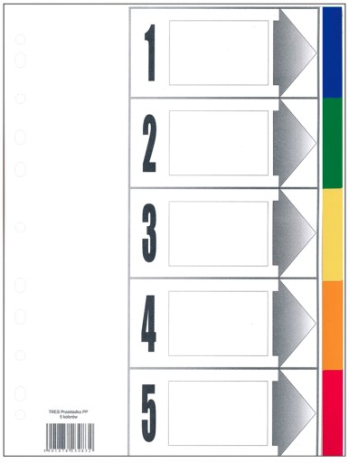 Przekładki kartonowe zakładki indeksujące PP do segregatora A4 1-15 kolor