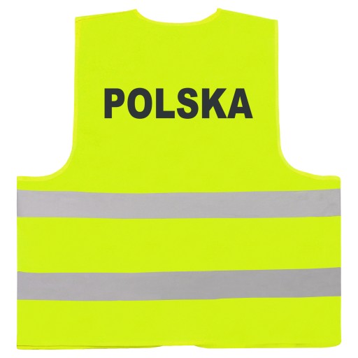 WIDOCZNA KAMIZELKA DO AUTA NADRUK POLSKA ŻÓŁTA 4XL