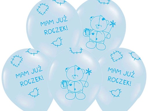 BALONY NA ROCZEK Pierwsze Urodziny 5szt Balon 34cm