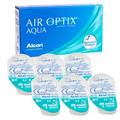 Soczewki Miesięczne AIR OPTIX AQUA 6 szt / BC 8.6 moc - 0.75