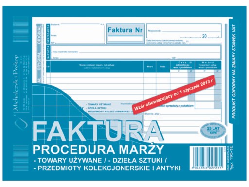 Faktura procedura marży toawrów Mipro A5 195-3E