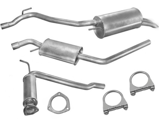 3 - VW T4 1.9 D 2.4 D 2.5 D глушители + хомуты + прокладка'