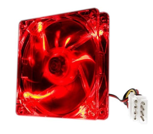 Ventilátor 12cm 120mm Tichý LED červený Molex