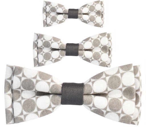 Краватки-метелики для тата з синочками сіро-білий комплект