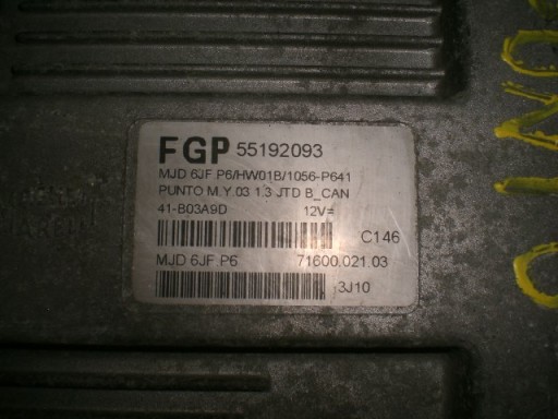 computer Motore FIAT PUNTO II 1.3 JTD 55192093