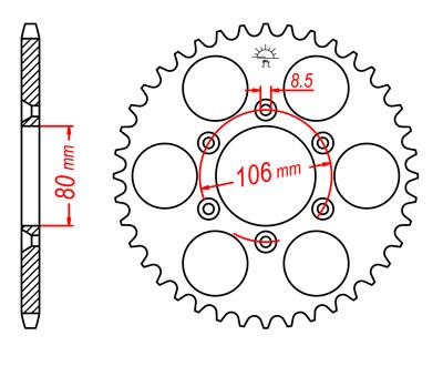 JTR22-49 - ЗІРОЧКА ЗАДНЯ ЗАДНЯ JT APRILIA SX MX 125 SX125 RX