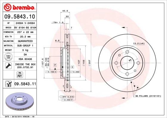 DISQUES SABOTS DE FREIN BREMBO AVANT FIAT DOBLO photo 2 - milautoparts-fr.ukrlive.com