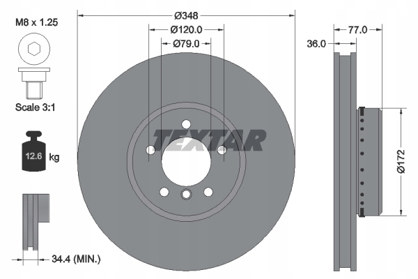 DISCS TEXTAR FRONT - BMW 5 E60, E61 348MM photo 2 - milautoparts-fr.ukrlive.com