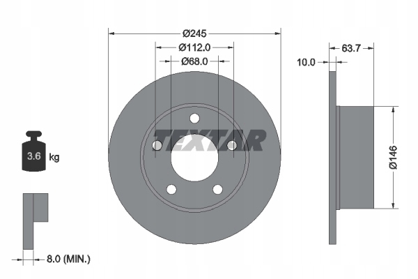 DISQUES SABOTS DE FREIN TEXTAR ARRIÈRE - VW PASSAT B5 B5 RÉFECTION photo 2 - milautoparts-fr.ukrlive.com