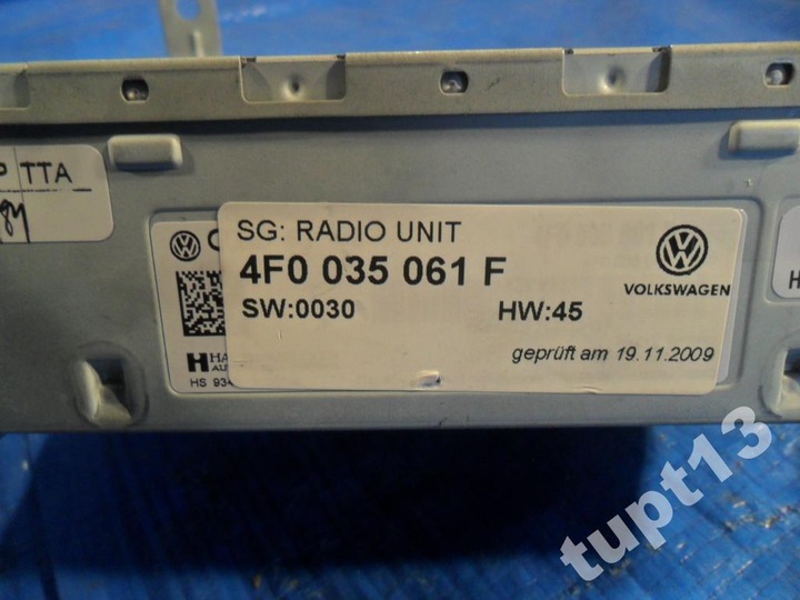 VW TOUAREG 2010-14R TUNER RADIO 4F0035061F photo 2 - milautoparts-fr.ukrlive.com