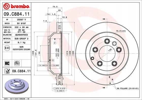 DISQUES SABOTS DE FREIN BREMBO ARRIÈRE VW TOUAREG 7P photo 2 - milautoparts-fr.ukrlive.com