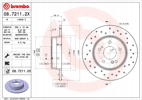 BREMBO XTRA DISCS REAR MERCEDES CLASS C W202 W203 photo 3 - milautoparts-fr.ukrlive.com