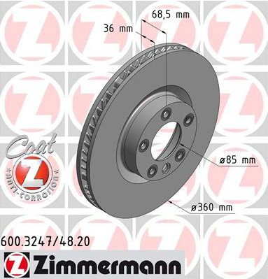 ZIMMERMANN DISCS FRONT PORSCHE CAYENNE 10- 360MM photo 2 - milautoparts-fr.ukrlive.com