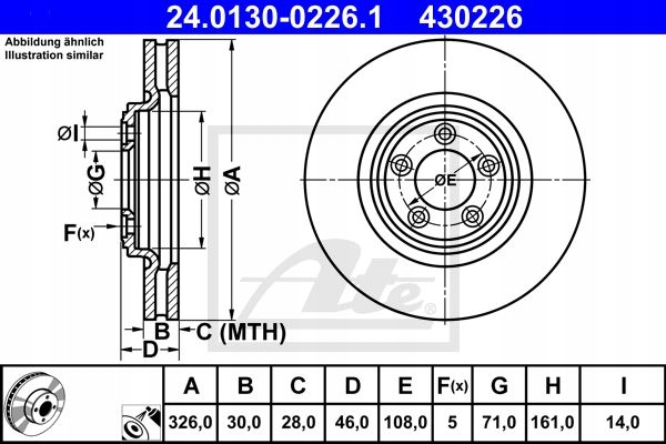 ATE DISCWITH FRONT JAGUAR WITH TYPE 06-08 XF 07- 326MM photo 2 - milautoparts-fr.ukrlive.com