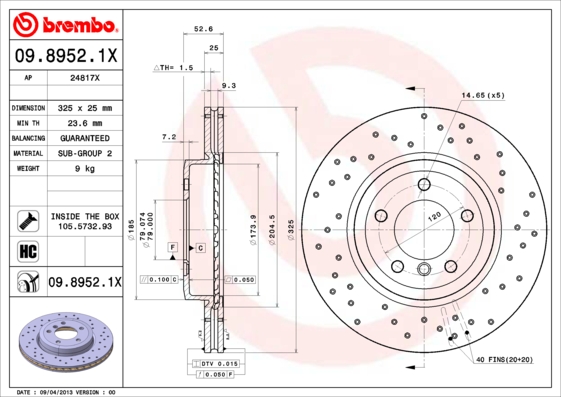 BREMBO XTRA DISCS FRONT BMW E46 330I 330D 325MM photo 4 - milautoparts-fr.ukrlive.com