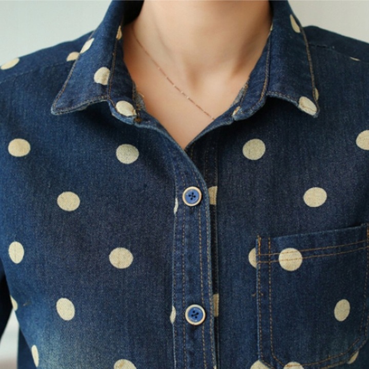 Feminine polka dot shirt, great fashionable new XX 9664446639 Odzież Damska Topy EZ XHNHEZ-4