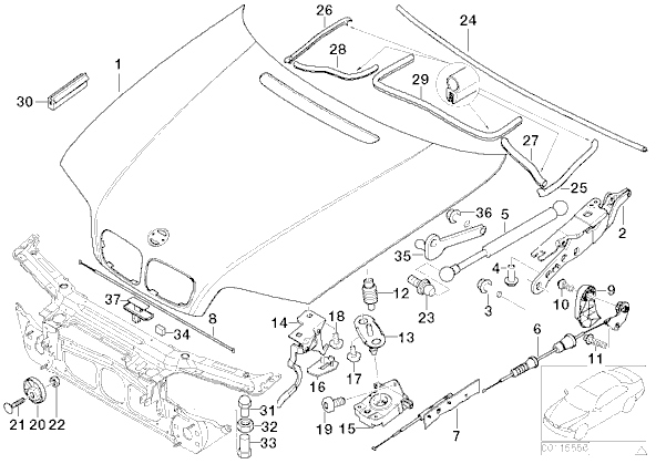фото №10, Bmw e46 трос тягa відкривання капот оригінал
