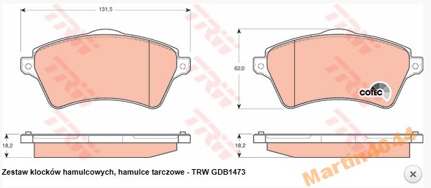 фото №1, Гальмівні колодки гальмівні перед land rover freelander trw